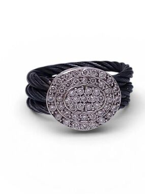Charriol Diamond Celtic Noir Ring Size 6 1/4